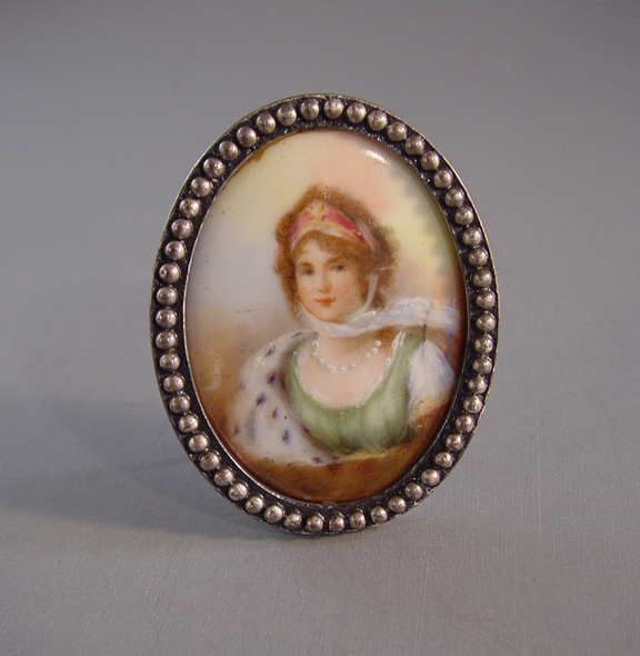 VICTORIAN mini portrait of a lady wearing her ermine stole - Morning ...
