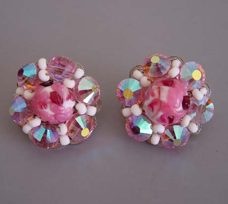 HOBE pink bead earrings - $28.00 - Morning Glory Jewelry & Antiques