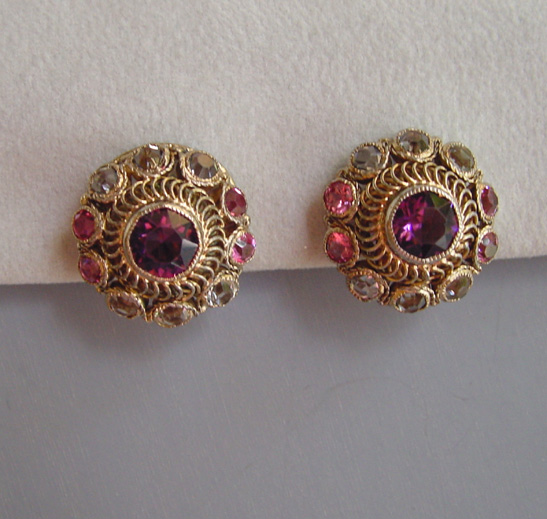 HOBE gilt sterling earrings with rhinestones in purple pink - $238.00 ...