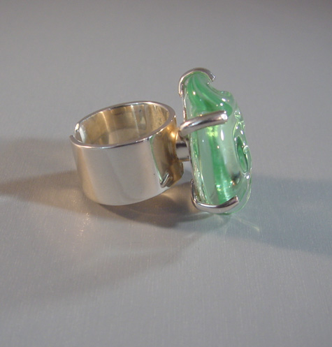 MARIQUITA MASTERSON green glass ring in sterling silver - $275.00 ...