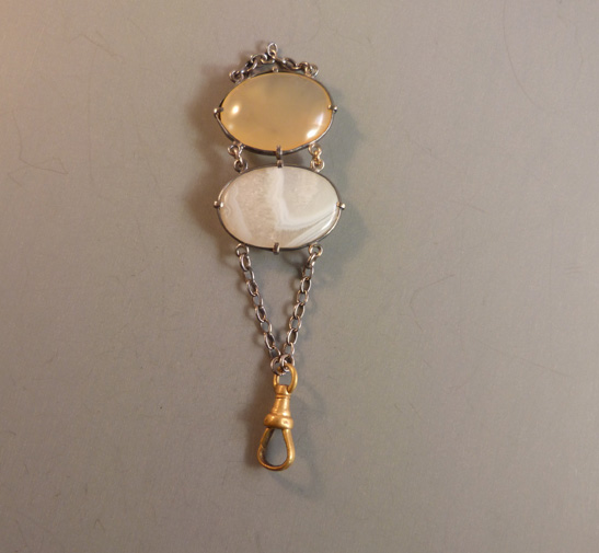 VICTORIAN watch fob with lovely oval agates