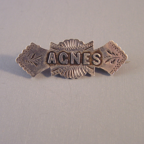 VICTORIAN sterling “Agnes” brooch dated 1899