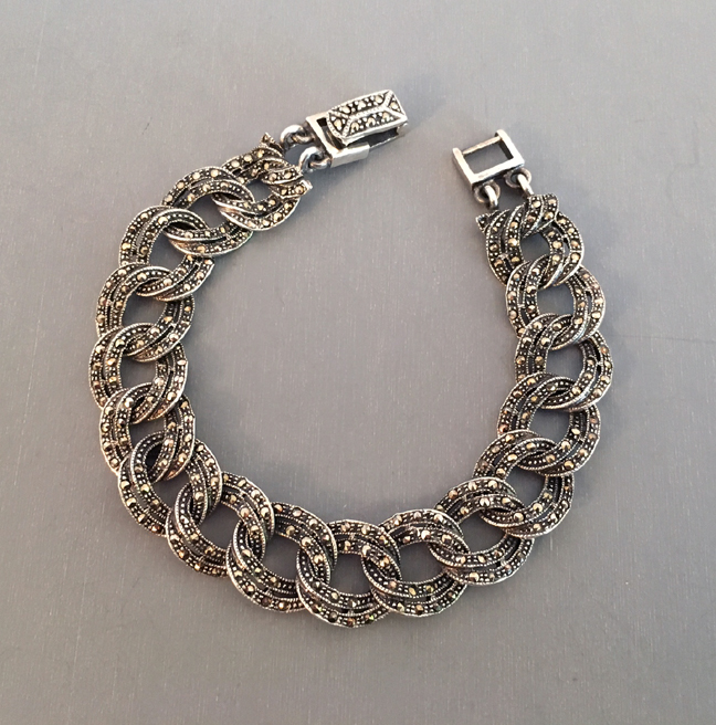 STERLING and marcasite entwined links bracelet