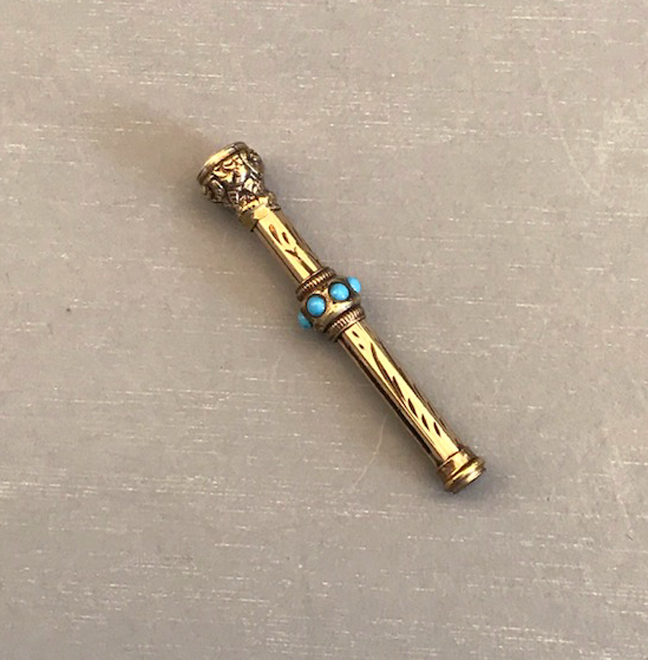 VICTORIAN 9ct turquoise retractable mechanical pencil