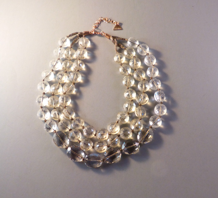 SERAFINA clear and frosted glass beads three strand necklace