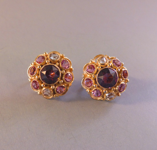HOBE earrings in purple, pink and clear unfoiled rhinestones - $238.00 ...