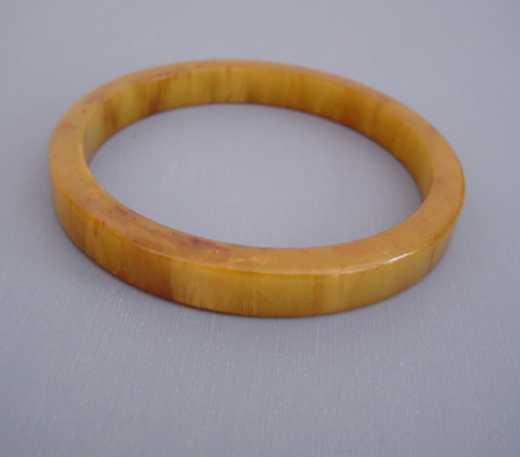 BAKELITE swamp green ad caramel brown marbled flat sided spacer bangle