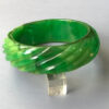 BAKELITE translucent marbled frosty mint green rope carved bangle - Image 3