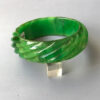 BAKELITE translucent marbled frosty mint green rope carved bangle - Image 4