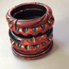 BAKELITE marbled paprika red bangle with black over-dye and leaf carving - Image 3