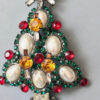 LARRY VRBA Christmas tree brooch with lovely oval glass pearl ornaments, red rhinestone "lights", clear and topaz colored rhinestone candles - Image 2