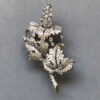 BOUCHER floral delphinium brooch with clear rhinestones in a silver plated setting, marked only with the capital letter "7761 AKX", no gray stones!" - Image 2